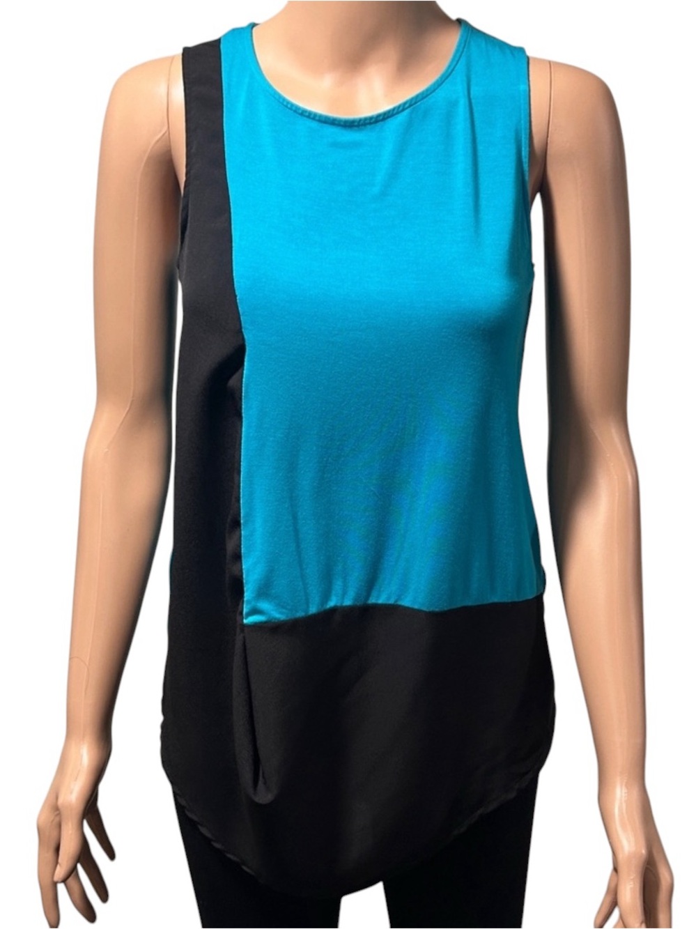 DKNYC Aqua and Black Sleeveless Top